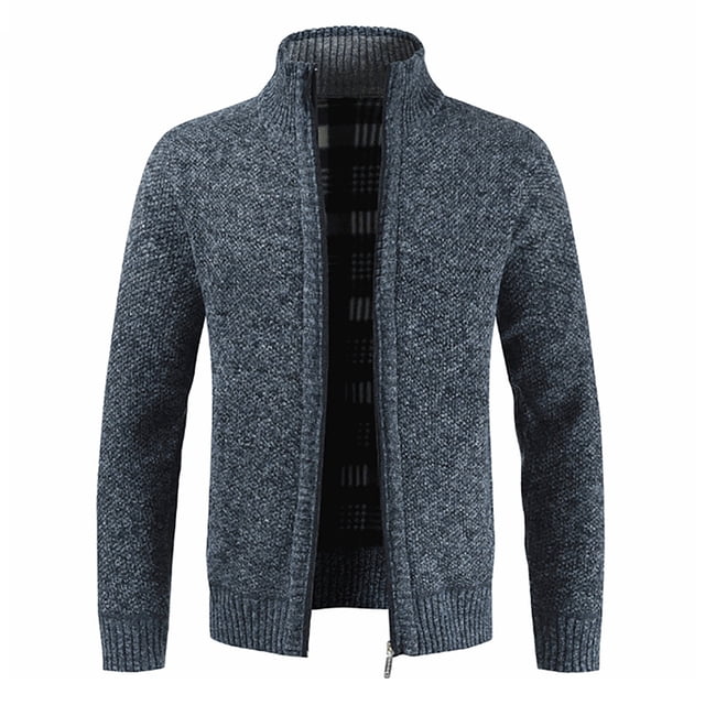 Womens Cardigans Lightweight Men's Stand Collar Cardigan Zipper Sweater Long Sleeve Knit Jacket on Clearance