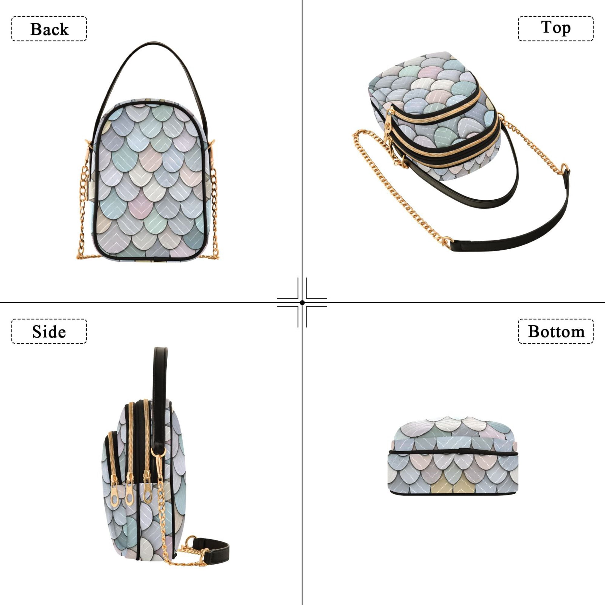 FORMRS Crossbody Bag for Women Quilted Travel Shoulder Cell Phone Purse with Chain Strap Handbag, Light Blue Shimmering Pattern