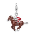 thumbnail image 3 of Amore La Vita Sterling Silver RH w/ Lobster Clasp Enamel Jockey on Horse Charm, 3 of 5