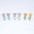 thumbnail image 2 of Bellitia Jewelry Genuine 3mm Bezel Set White/Blue/Green Opal Birthstone Stud Earrings for Women, White Gold/Gold/Rose Gold Plated Sterling Silver Opal Stud Earrings, Opal Dot Studs Hypoallergenic, 2 of 5