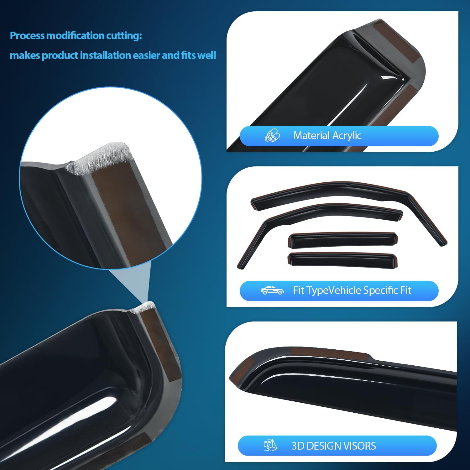 Nilight in Channel Rain Guards for Honda Ridgeline 2017 2018 2019 2020 2021 2022 2023 2024 2025 Original Window Deflectors, Vent Window Visors-4PCS