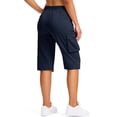 thumbnail image 6 of Long Shorts for Women Lightweight Quick Dry Hiking Cargo Shorts with Pockets Summer Drawstring Bermuda Short Navy M, 6 of 8