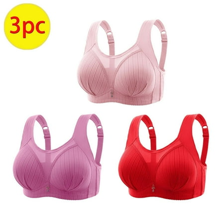 TrendVibe365 Wireless Bras with Support and Lift Womens Multipack Mesh Wireless Push up Bralettes Padded Adjustable Strap Bustier Full Coverage Crop Cami Top Comfy Lingerie Pink 2XL