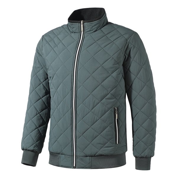 Puntoco Abrigo De Algodón Acolchado Con Cuello Alto Y Diseño De Rombos De Gran Tamaño Y Color Liso Para Hombre