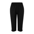 thumbnail image 4 of Black Women's Casual Pants, Women'S Non Drawstring Pocket Floral Cotton Linen Casual Pants,Women's Casual Pants 4XL, 4 of 5