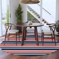 thumbnail image 5 of Navy Blue Red Striped Round Rug 5ft Washable Circle Kitchen Rugs Non Slip Gradient Horizontal Lines Large Area Rug Indoor Floor Carpet for Bedroom Living Room Home Office Dining Room Nursery, 5 of 8