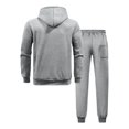 thumbnail image 5 of Curuila Sweatsuits Mens 2 Piece Outfit With Pocket Long Sleeve Letter Print Hooded Sweatshirt With Sweatpants Everyday Wear Comfort Tracksuit Size M, 5 of 5
