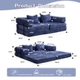 thumbnail image 2 of 78" Convertible Sofa Bed with Fixed-Shape Frame, Loveseats Modular Sectional Sofa, Chenille Couches for Living Room, Dark Blue, 2 of 12