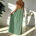 thumbnail image 5 of Wsysadlol Under $20 Summer Dress Women Summer Boho Maxi Dress Sleeveless Gradient Color Spaghetti Strap Backless Flowy Beach Dress Casual Loose Cover Up Dress, 5 of 8