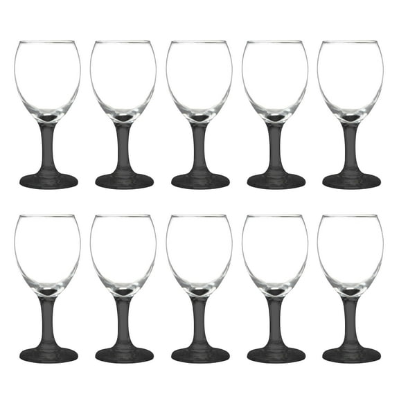10 Aragon Wine Glasses Set, 8.5 oz. - High standard, USA made - Black