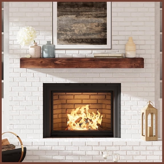 Rustic Fireplace Mantel Shelf Handcrafted 100% Solid Pine Wood Wall Mounted Farmhouse Fireplace Mantel Shelf - Floating Fireplace Mantels - 60 inch