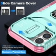 thumbnail image 5 of Phone Case for iPhone 16 Plus Case with Sliding Camera Cover, with 360° + 100° Free Rotation Metal Finger Ring Bracket, Fit Magnet Car Mount, 2 In 1 Case Cover for iPhone 16 Plus, Green, 5 of 8
