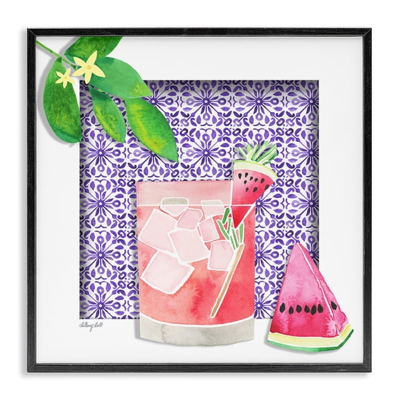 Stupell Industries Southwestern Fruity Watermelon Drink Black Framed Giclee Art, 12 x 12, by Hillary Holt
