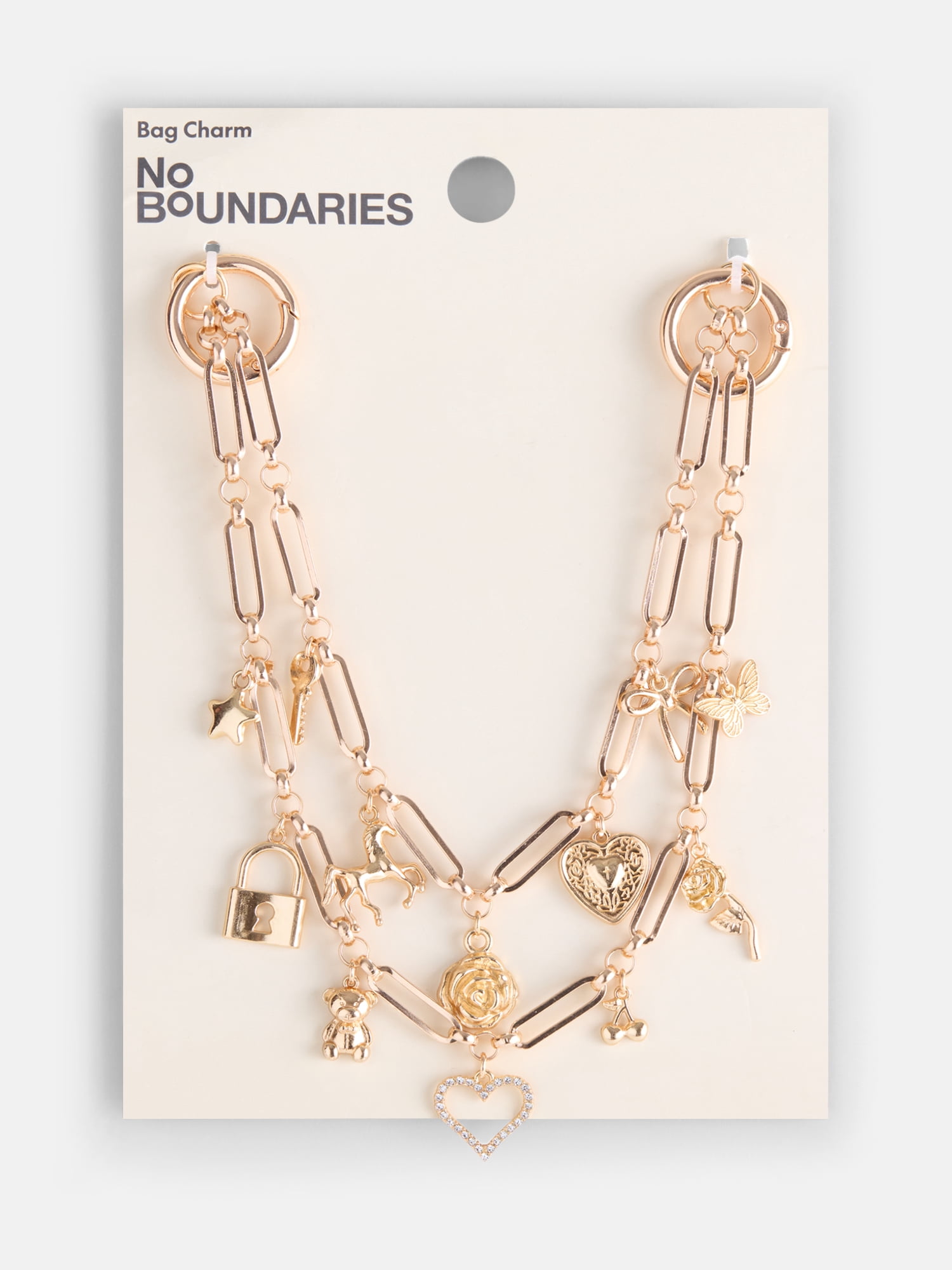 No Boundaries Women’s Swag Chain Bag Charms, Gold Tone