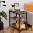 thumbnail image 5 of HOOBRO End Table, Simple Rustic Side Table with 3-Tier Storage Shelf, Narrow Nightstand for Small Spaces, for Living Room, Bedroom,Easy Assembly, Industrial Design, Rustic Brown and Black BF14BZ01, 5 of 11