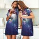 thumbnail image 4 of Fotbe Planets Stars And Galaxies Bata de Dormir para Mujer con Estampado, Camisón de Algodón de Manga Corta, Ropa de Dormir Casual, 4 of 6