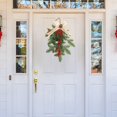 thumbnail image 5 of HongHeng Artificial Christmas Pine Branch Red Bery Spray Snow Teardrop Wreaths Picks, 20in Faux Winter Pine Cones Ribbon Bow Greens Xmas Swag for Front Door Farmhouse Home Decor, 5 of 6