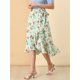 thumbnail image 4 of Allegra K Falda midi cruzada floral para mujer Faldas asimétricas de cintura con lazo con volantes Cian XL, 4 of 6