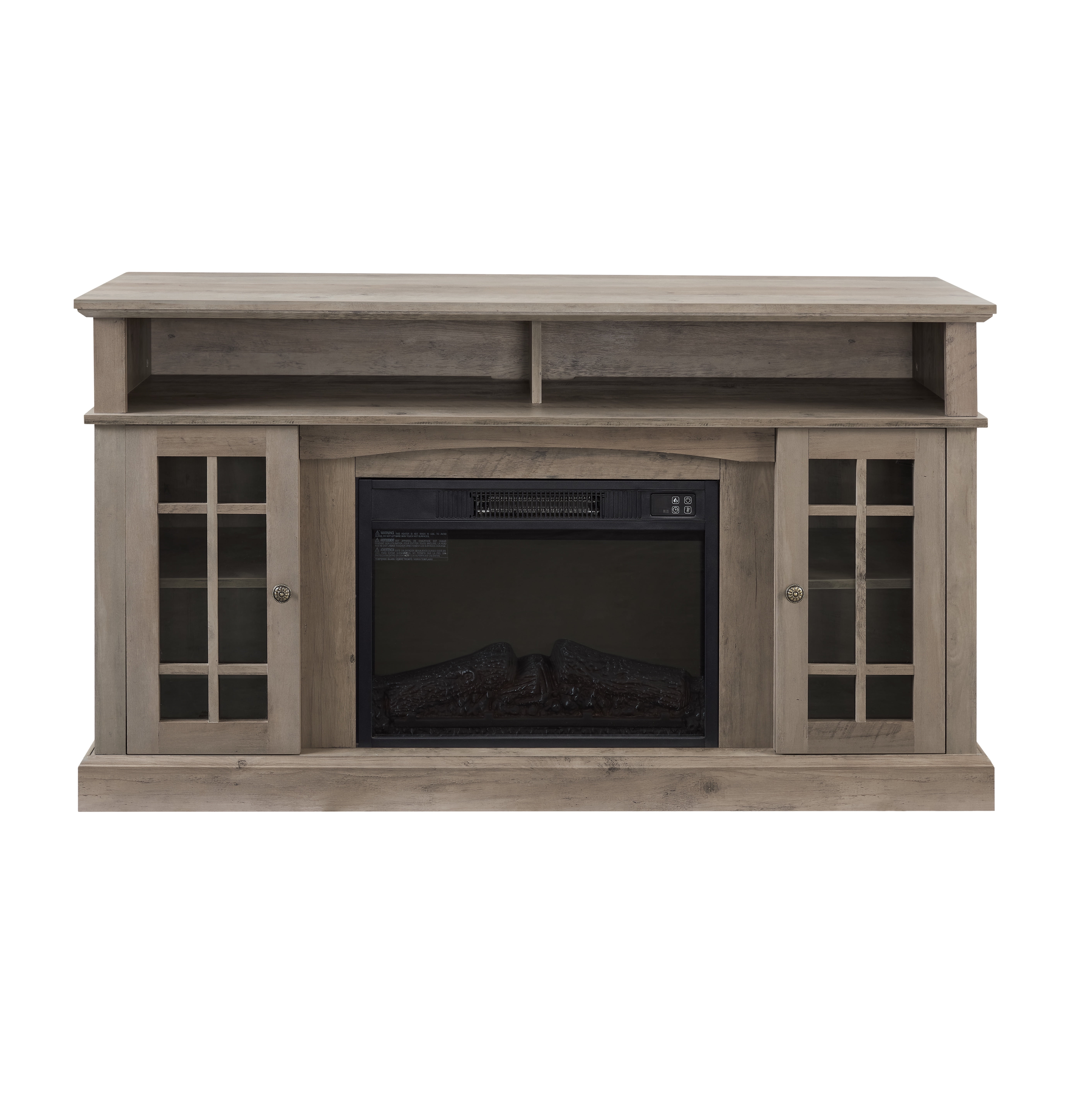 PAPROOS Fireplace TV Stand for 65 Inch TV, Modern Farmhouse TV Cabinet with 23'' Electric Fireplace, Entertainment Center Television Console Table for Living Room, Gray
