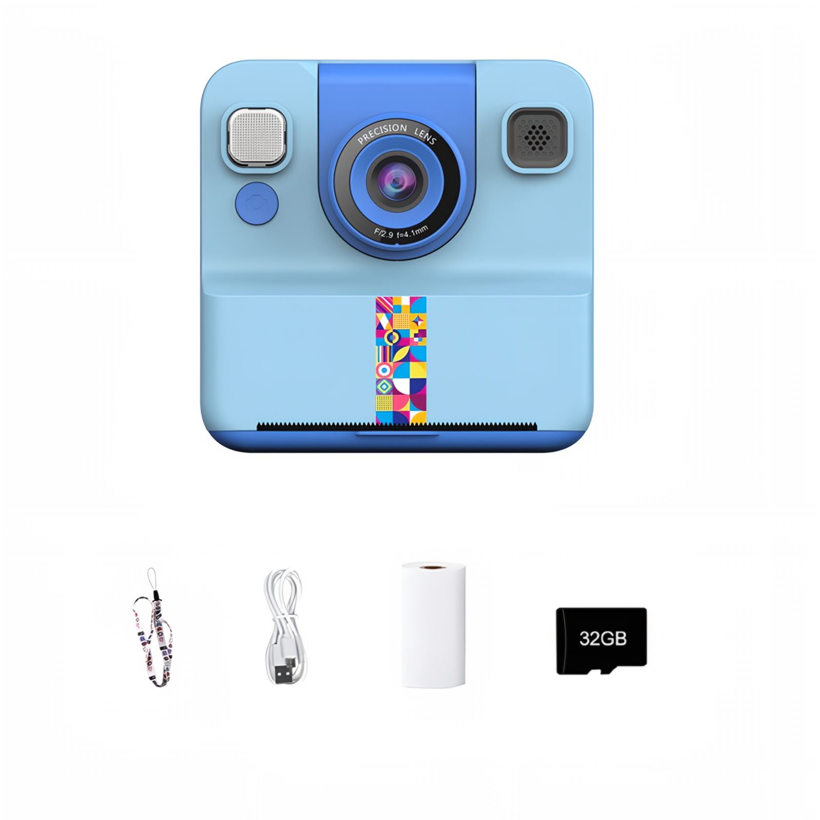 Kids Camera Instant Print With 5 Rolls Print Paper Stickers Pens & 32G – Misirun - View #2