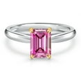 thumbnail image 3 of Gem Stone King 925 Silver and 10K Yellow Gold Pink Moissanite Engagement Ring for Women | 1.00 Cttw | Octagon 7X5MM | Gemstone Birthstone | Size 8, 3 of 6