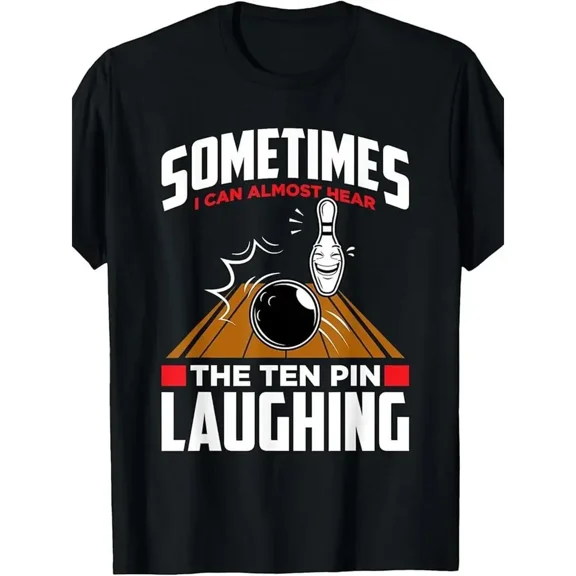 Men's Vintage Bowling Graphic T-Shirt Funny Humor Print Soft Cotton Blend Black