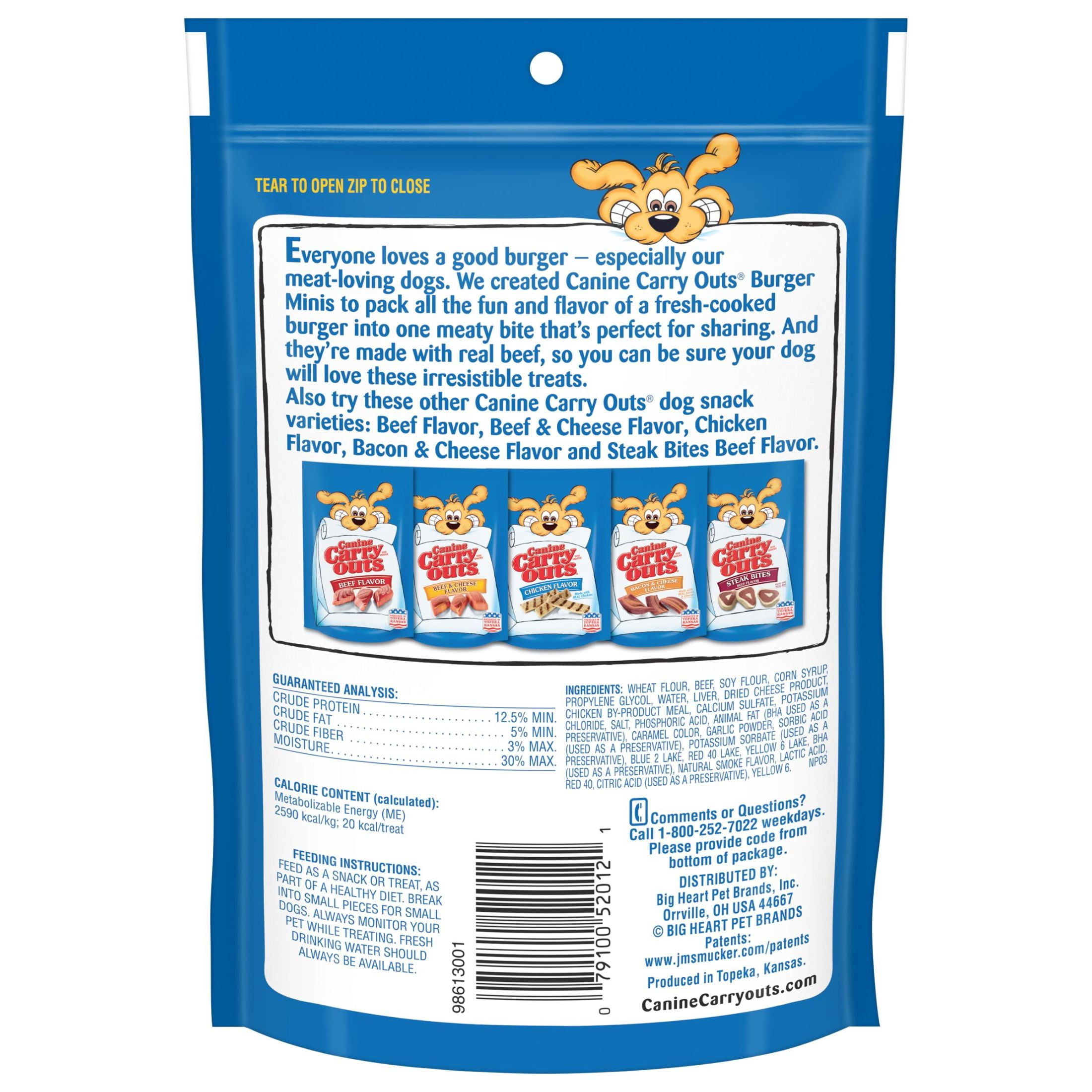 (6 pack) Canine Carry Outs Burger Minis Beef Flavor Dog Treats, 4.5oz Bag