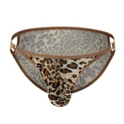 FhsagQ Underwear Men's Underwear with Pouch Funny Comfortsoft Men's Leopard Print Low Waisted and Spicy Triangle Underwear Mens Underwear Briefs Pouch Super Fit Coffee L