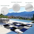 thumbnail image 3 of Navy Blue Black Geometric Outdoor Rug for Patio/Deck/Porch, Non-Slip Large Area Rug 5 x 7 Ft, Modern Abstract Art Block Indoor Outdoor Rugs Washable Area Rugs, Reversible Camping Rug Carpet Runner, 3 of 8