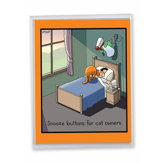 NobleWorks Oversize Funny Birthday Greeting Card 8.5 x 11 Inch with Envelope (1 Pack) Big, Jumbo Bday Snooze Button J6396BDG