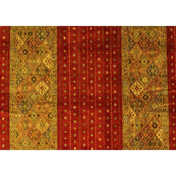 Ahgly Company Machine Washable Indoor Rectangle Southwestern Yellow Country Area Rugs, 5' x 7'