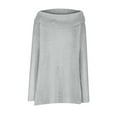 thumbnail image 4 of Herrnalise Women's Oversized Long Turtleneck Tunic Batwing Sleeve Pullover Long Knit Sweater Gray,L, 4 of 6