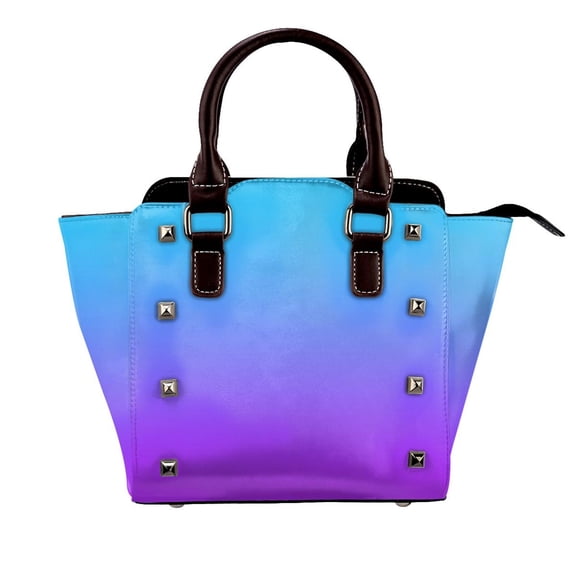 Blue Purple Gradient Rivet Fashion One-Shoulder Women's Handbag Tote Bag