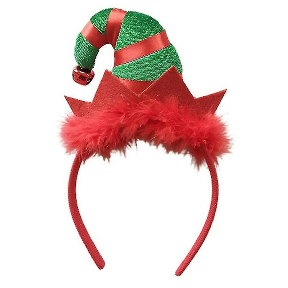 Diadema para festival JanHm sombrero de elfo de plumas navideña