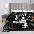 thumbnail image 4 of Happy Halloween Blanket Fall Pumpkin Fleece Throw Blanket Fuzzy Plush Super Soft Cozy Warm Halloween Spider Web Decor Blanket Gifts for Boys Girls Kids Women 40"X50", 4 of 6