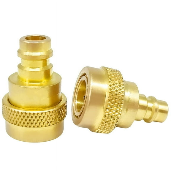 2Pcs A/C R134a to R1234yf Conversion Kit,Quick Adapter Adjustable HighandLow Voltage Connector,for Air Conditioner,2 x Adapter,Gold