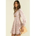 thumbnail image 5 of New Womens Dresses Floral Women's Autumn V Neck Twist Long Sleeve Dress Fashion Short Skirt, 5 of 6