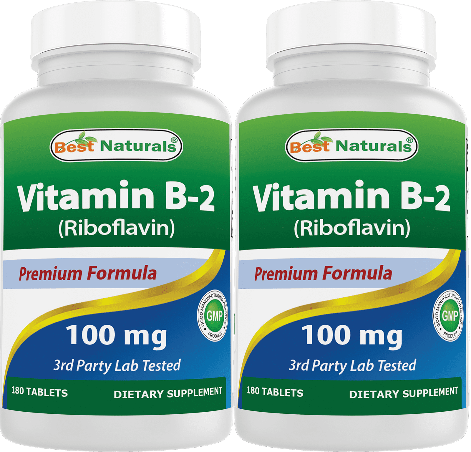 2 Pack Best Naturals Vitamin B2 Riboflavin 100 mg 180 Tablets