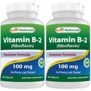2 Pack Best Naturals Vitamin B2 Riboflavin 100 mg 180 Tablets