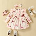 thumbnail image 2 of Vestido Para Niñas, Ropa Para Niñas Pequeñas, Primavera Otoño, Estampado De Jirafa Para Niños Pequeños, Falda De Manga Larga, Diadema Con Lazo Rosa Odeerbi LM103-7353, 2 of 8
