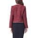 thumbnail image 3 of Blazer corto de oficina de tweed a cuadros para mujer Inspire Chic, color burdeos, talla XS, 3 of 6