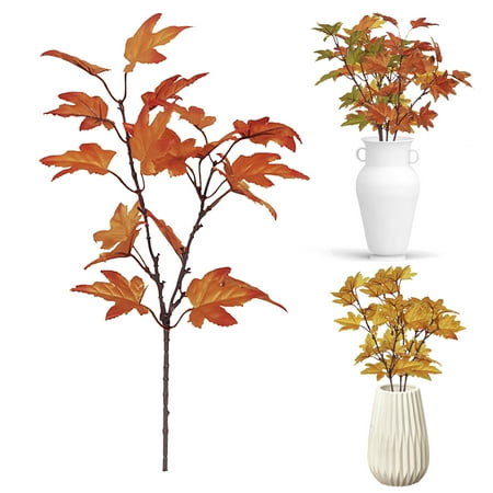 TenKen Artificial Maple Leaves Branch Fake Fall Leaves Stems Plants Outdoor For Home Kitchen Thanksgiving Decor