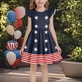 thumbnail image 2 of Posijego Girls 4th of July Dresses Star Printed Ruffle Sleeve Dresses Independence Day Dresses for Little Girls, 2 of 6