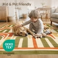 thumbnail image 4 of ODIKA 4'x6' Olive Green Mid Century Geometric Arch Washable Area Rug Retro Curved Arches Earthy Palette Minimalist Repeat for Bedroom, Reading Nook, Pet Friendly & Non-Shedding, 4 of 7