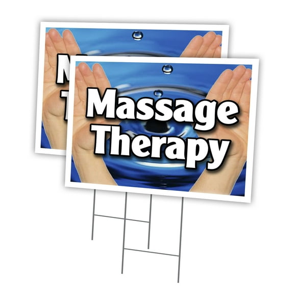 MASSAGE THERAPY 2 Pack Of 18" x 24" Yard Sign & Stake | Advertise Your Business | Stake Included Image On Front Only | Made in The USA