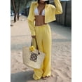 thumbnail image 4 of Women'S Casual Fashion Striped Two Piece Set Matching Top and Bottoms Lounge Wear Summer Outfit Yellow XL, 4 of 9