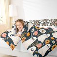 thumbnail image 3 of Manfei Cute Rose Ghost 7-Piece Twin Bedding, Halloween Floral Sunflower Daisy Pumpkin Bedding Comforter Set, Navy Pink Yellow,Reversible, 3 of 7