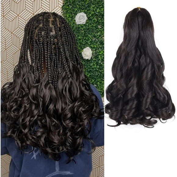shiyou-8 Packs Short French Curl Braiding Hair 14 Inch 100g/Pack Black French Curly Braid Hair Bouncy Spanish Curly Braiding Hair Loose Wavy Synthetic Braiding Hair Extensions for Women (14Inch, #2)