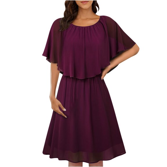 IROINNID Women's Sleeveless Empire Dress Round Neckline Summer Cap Sleeve Flowy Knee Length Dresses Strapless Solid Color Dress