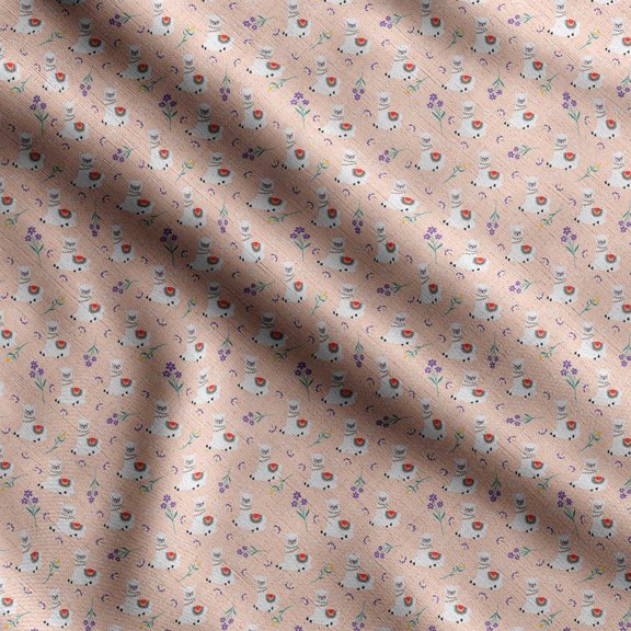 Soimoi Llama Alpaca Print,Cotton Poplin, Sewing Fabric Sold by The Yard 42 Inch Wide,Sewing Craft Quilting/Quilt Making Fabric, Peach